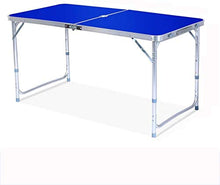 Tavolo da picnic all'aperto 47 "Tavolo da campeggio pieghevole Altezza alluminio regolabile Tavolo da picnic portatile con ombrello Foro e maniglia per il trasporto per campeggio per interni all'apert