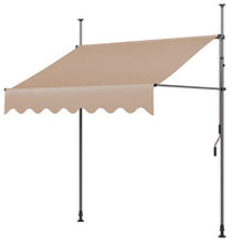 MVPower Tenda da Sole 350 x 120 x 200-300cm Parasole Avvolgibile a Barra Quadra con Gambe, Regolabile in Altezza, per Esterno, Giardino, Balcone Terrazza, Beige