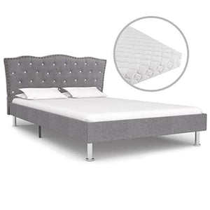 SKM Letto con Materasso Tessuto Grigio Chiaro 120x200cm (38.28kg) Grigio-7190