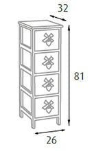 King Home C656119 Cassettiera 4 Cassetti con Cuore Washed in Legno di Paulownia, Bianco