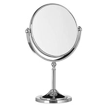 Specchio da trucco a specchio con due lati rotondo, girevole a 360°, argento