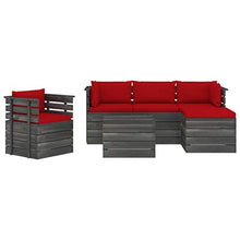 FAMIROSA Set Divani da Giardino su Pallet 6 pz con Cuscini Massello Pino-1857