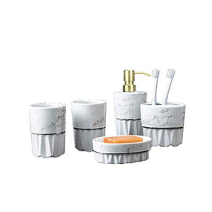 JTKDL Set di Accessori da Bagno Motivo in Origami di Marmo Imitazione Ceramica Set di 5 Set di Articoli da Toeletta per Il Bagno di Fascia Alta