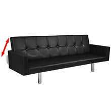 Festnight - Divano Letto Regolabile a 3 Posti in Ecopelle/Pelle Artificiale Bainco/Nero con bracciolo da Salotto/Soggiorno