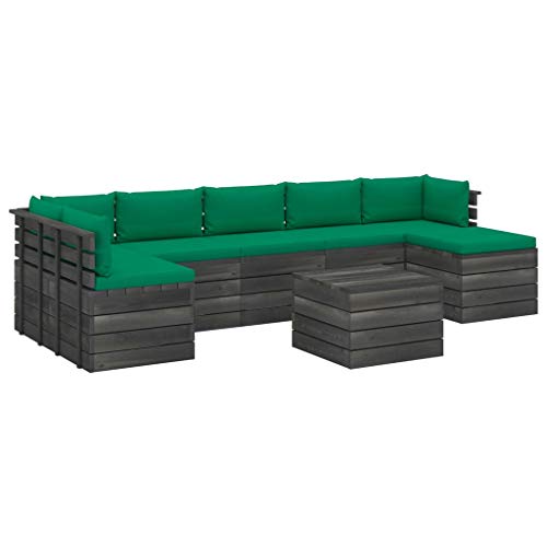 vidaXL Set Divani da Giardino su Pallet 8 pz con Cuscini Massello Pino