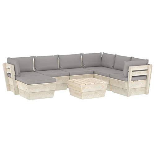 Tidyard Set 8/9 pz Divani Pallet Angolari Modulari da Giardino Esterno con Penisola in Legno di Abete,Divano Angoalre,Divani da Esterno,Set Divani Modulari da Giardino Esterno Legno