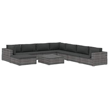 SKM Set Divani da Giardino 9 pz con Cuscini in Polyrattan Nero D