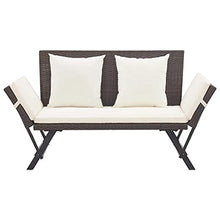 vidaXL Panchina da Giardino con Cuscini Imbottiti e Braccioli Rustica Robusta Elegante Panca Arredi da Esterno 176 cm in Polyrattan Grigio