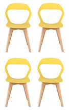 Sedia in polipropilene e gambe di faggio, design semplice e moderno, con schienale cavo, per sala da pranzo, cucina, soggiorno, ristorante, ufficio, sala riunioni, set da 4 (giallo)