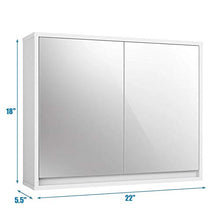 BXSZVOK Armadietto a Specchio a Parete con Doppie Ante e Specchio, Mobile Bagno Bianco con 2 divisori