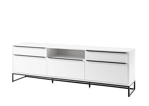 Möbel-Store24 M48153WS2 - Armadio in metallo opaco, stile industriale, 215 cm, colore: Bianco/Nero