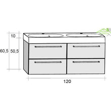 Kit Mobile lavabo RIHO & SLIMLINE SET 75 in legno lamellato, 120 x 38 a 60,5 cm