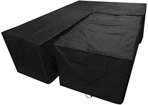 CLJ LWY Fodera per Divano angolare da Giardino a Forma di L con Copertura Protettiva Impermeabile 155x95x68cm per Tavolo e sedie da Esterno (Nero)