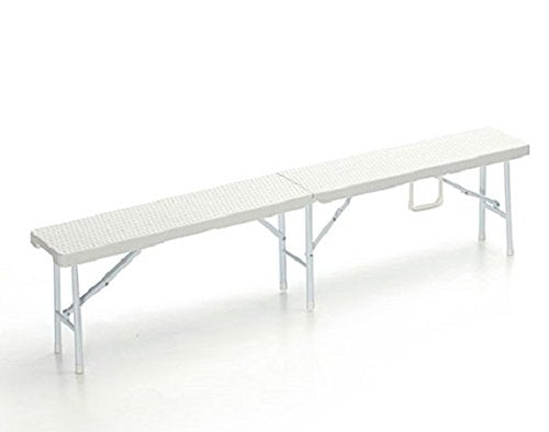 Panchina picnic pieghevole a valigetta con seduta effetto rattan colore bianco