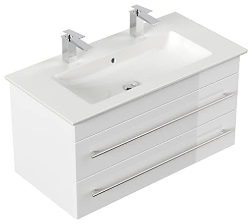 Mobile bagno ,lavabo Villeroy & Boch Venticello 100cm bianco lucido,doppio