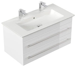 Mobile bagno ,lavabo Villeroy & Boch Venticello 100cm bianco lucido,doppio