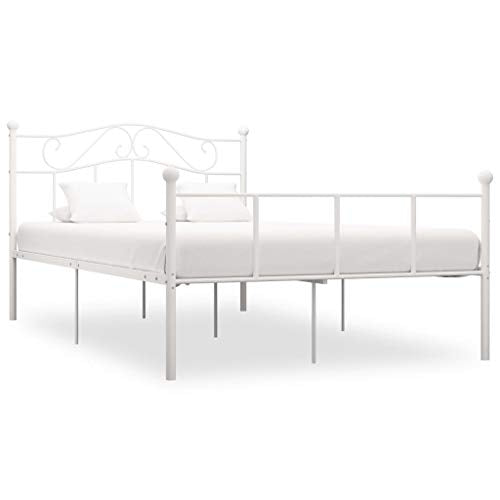 BIGTO - Struttura per letto in metallo e acciaio, per camera da letto, stile bianco, 140 x 200 cm