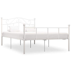 BIGTO - Struttura per letto in metallo e acciaio, per camera da letto, stile bianco, 140 x 200 cm