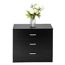 XUFAN Tavolo da Comodino Comodino a 3 cassetti a 3 cassetti in Legno Nero comodini (Color : A)