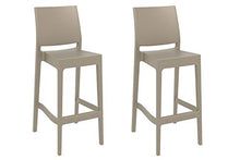 CLP Set 2 Sgabelli Bar Maya Impilabili In Polipropilene I Coppia Sedie Sgabello Alte Outdoor Con Schienale Alt 75CM, Colore:fango