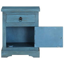 vidaXL Legno Massello di Mango Comodino 40x30x50 cm Blu Armadietto Cassettiera