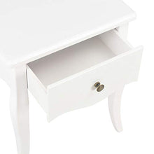 Tidyard Comodino in Legno Massello di Pino,Comodino con 1 Cassetto,Stile Francese Bianco 40x30x50 cm