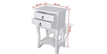 Zerone, comodino bianco in legno, comodino per camera da letto, comodino con due cassetti, per camera da letto, soggiorno, bagno, bianco, 40 x 30 x 68 cm