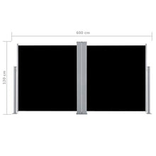 Festnight Tenda da Sole Laterale Retrattile, Tende da Sole Paravento Laterale, Tenda da Esterni 120x600 cm Nera