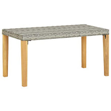 Kshzmoto Panca da Giardino 120 cm Polyrattan Grigio e Legno massello di Acacia Panca Parco Panca Fianchi mobili da Giardino Panca Panca Parco panchina Giardino Balcone