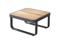 Meubletmoi - Tavolino da giardino in alluminio e piano in legno Teck, stile Lounge – VAHINE