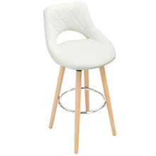 WOLTU Sgabelli da Bar Coppia Sedie Alte per Cucina Ristorante Gambe Legno Massello 2 Pezzi Bianco BH111ws-2
