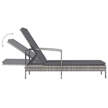 vidaXL Lettino Prendisole con Braccioli e Cuscini Regolabile Leggero Robusto Elegante Sedia a Sdraio Spiaggia Giardino in Polyrattan e Acciaio Grigio