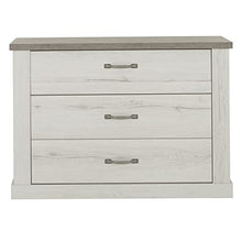Meubletmoi - Cassettiera con 3 cassetti, decorazione in rovere bianco e effetto cemento, camera design classico chic