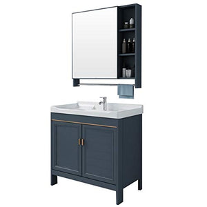 YLiansong-home Mobile da Bagno Specchio Nordico Moderno Minimalista Mobile Bagno Combinazione Grigio Grigio Cabinetto lavabo Set di armadi per lavabo da Bagno (Color : Blue, Size : 61x48x80cm)