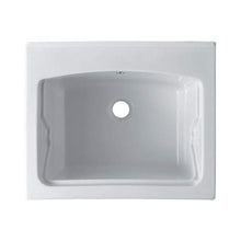 Elle emme Ci Lavatoio Ceramica 60x50 Tutta Vasca in Ceramica Bianca con tavola in Legno sifone e piletta