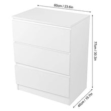 HYM 3 Cassetti Tavolo Notturno Cabinetto Comodino Ad Alto Comodino per Camera da Letto Lucido Bianco