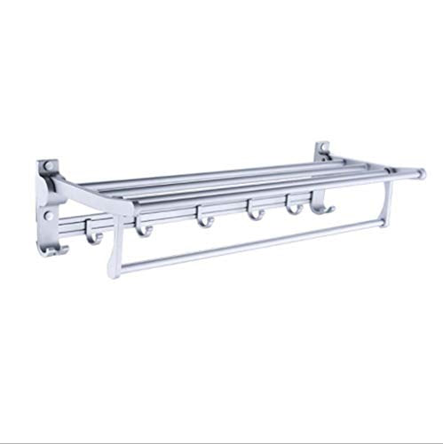LIBINFAN Portasciugamani da Bagno in Alluminio a Parete per spazi, portasciugamani con spazzolino per Bagno in Bagno, portasciugamani da Bagno 60 cm (Style : 60cm)