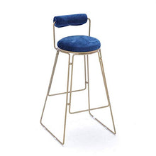 DFREW Sgabelli Sedia da Pranzo Sedie per la Cucina Sgabello Alto Flanella Imbottito Schienale | Pub | Colazione Sgabello | Gambe Metallo Dorato | Carico Massimo 150Kg,Blu,65 cm