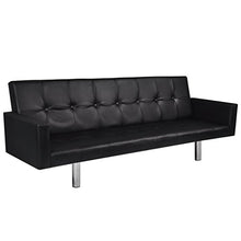 Festnight - Divano Letto Regolabile a 3 Posti in Ecopelle/Pelle Artificiale Bainco/Nero con bracciolo da Salotto/Soggiorno