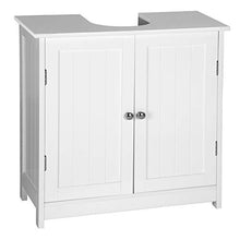 WOLTU Mobile Sottolavabo per Bagno Mobiletto a Terra Sottolavandino Armadietto Bianco a Due Ante con Ripiani in MDF BZS02ws