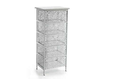 Mobile mobiletto cassettiera in metallo colore bianco schabby chic 5 cassetti traforata 42 * 31 * 89 cm decorato arredamento casa EMP-792236