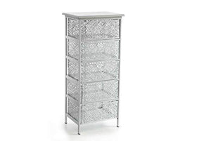 Mobile mobiletto cassettiera in metallo colore bianco schabby chic 5 cassetti traforata 42 * 31 * 89 cm decorato arredamento casa EMP-792236