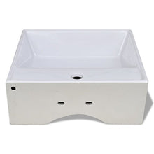tiauant Lavabo in Ceramica Quadrata con Troppo Pieno, 41 x 41 cm, Materiale: Ceramica