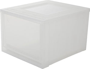 Iris Ohyama Cassetto di stoccaggio, 40 L, fronte trasparente, impilabile, camera da letto, soggiorno, ufficio - Maxi Drawer Maxi Drawer L - Bianco , Trasparente