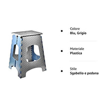 STARK Sgabello pieghevole con maniglia per bambini e adulti. Poggiapiedi Ultra Resistente fino a 120 kg, altezza 44 cm in grigio-blu per cucina, bagno, giardino, casa