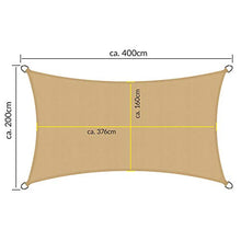 Sol Royal Tenda a Vela Impermeabile 400x200 cm SolVision PS9 - Protezione Anti Raggi UV - Sabbia - Rettangolare