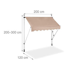 Relaxdays Tenda da Sole, Protezione per Il Balcone, Regolabile, Senza Forare, a Manovella, 200 cm di Larghezza, Beige, 200 x 120 cm