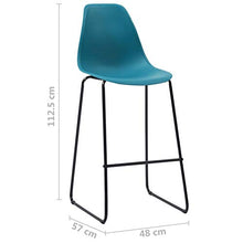Tidyard Set 5 pz da Bar Design Moderno Alto in Plastica Turchese e Acciaio,Set Tavolo Rotondo e 4 Sedie da Bar Alti in Plastica,Set Tavolo e Sedie da Cucina Design in Plastica