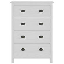 GOTOTOP Mobiletto con 4 cassetti, cassettiera Bianca in Legno di Pino Massiccio, per Soggiorno, Ingresso e Camera da Letto, 79 x 40 x 110 cm, Colore: Bianco