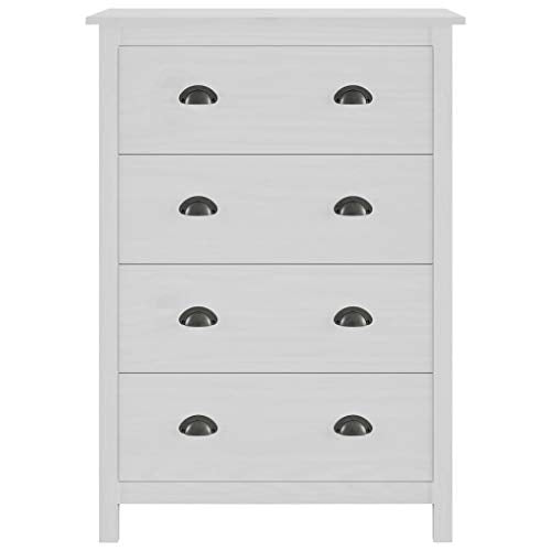 Ausla Credenza - Armadietto con 4 cassetti scorrevoli, per soggiorno, camera da letto, 79 x 40 x 110 cm, colore: Bianco